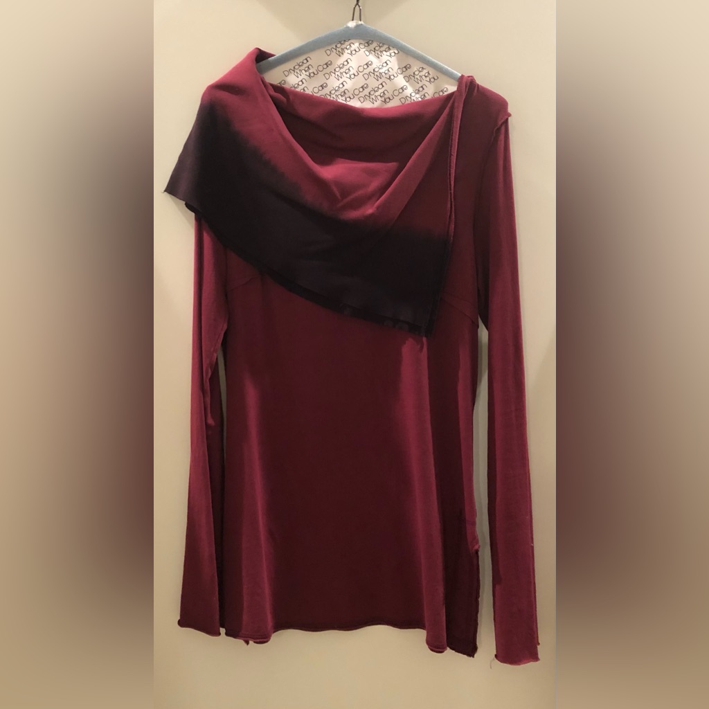 Raw Earth Wild Sky 100%Organic Cotton Long Sleeve Top W/ Shawl Collar